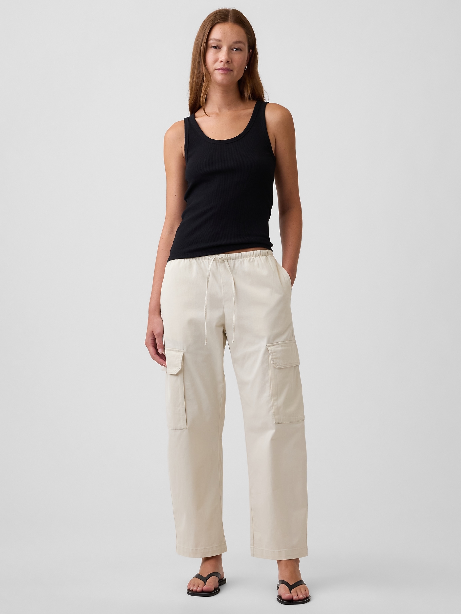 Mid Rise Pull-On Barrel Khakis