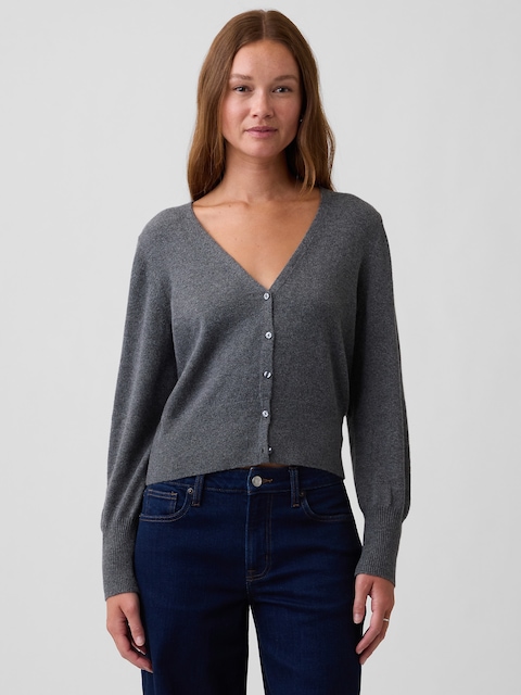 CashSoft Cropped V-Neck Cardigan