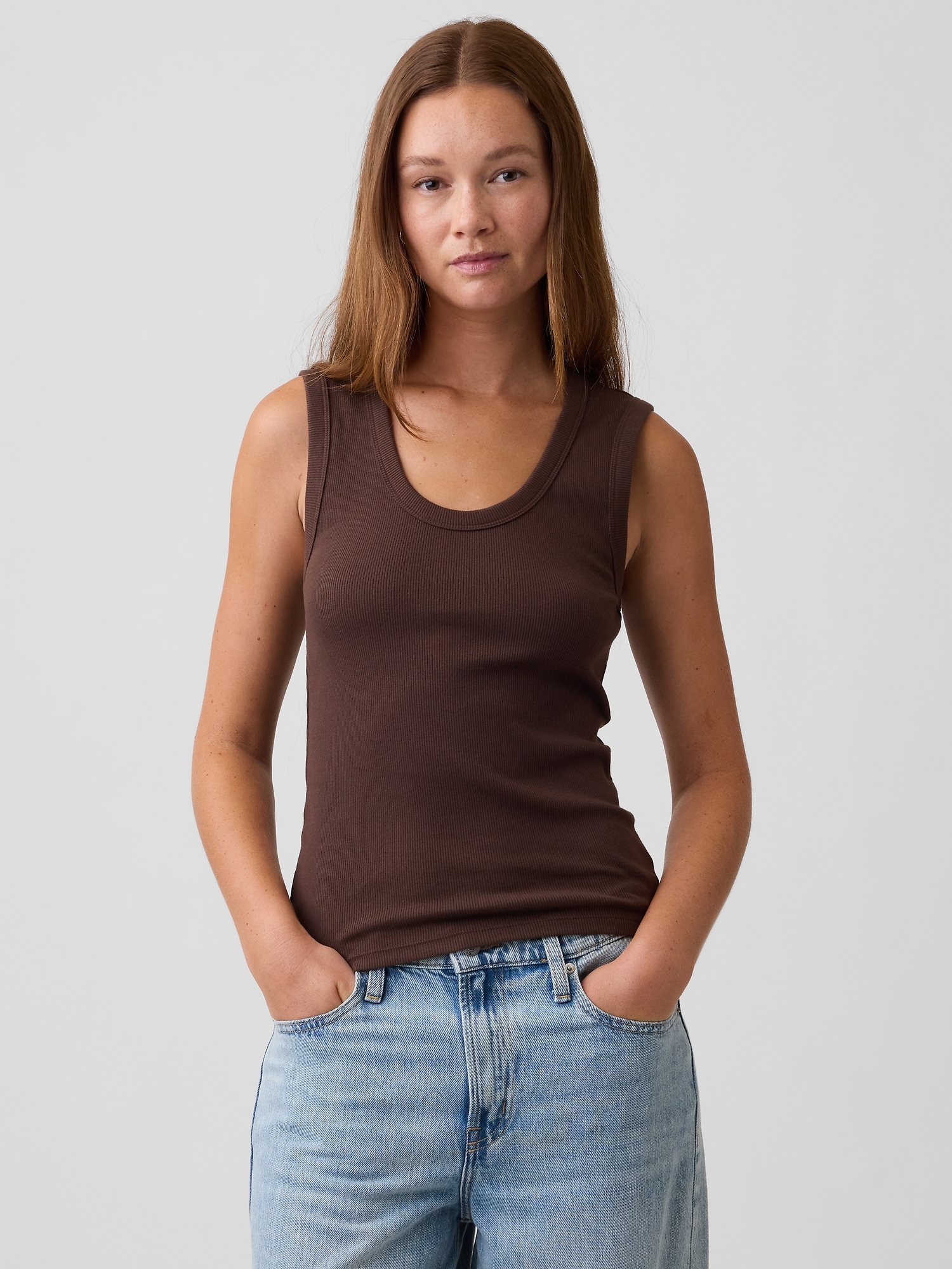 Ribbed Scoopneck Tank Top