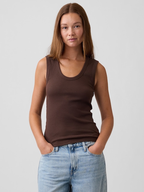 Ribbed Scoopneck Tank Top
