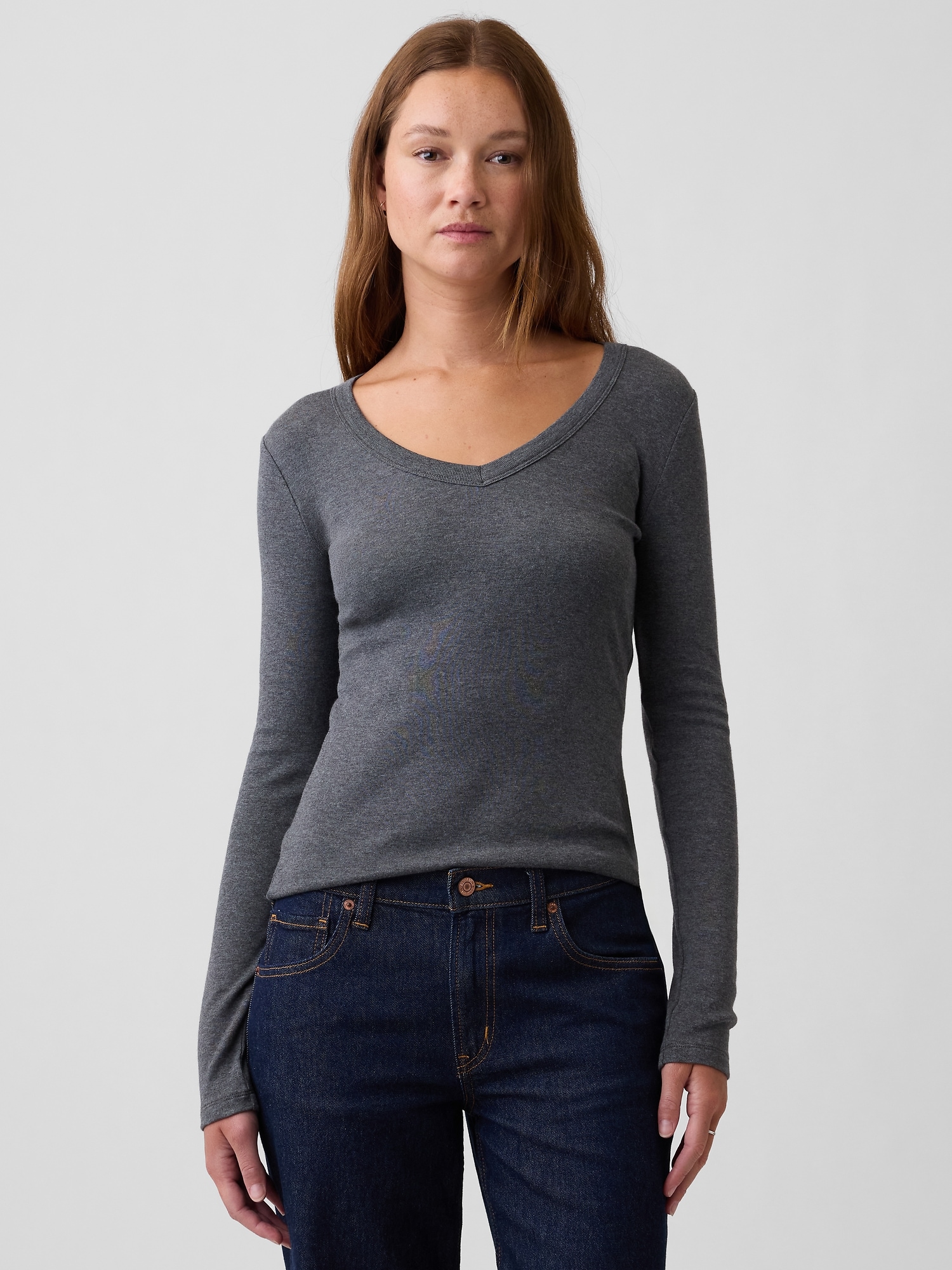 Modern Ribbed V-Neck T-Shirt