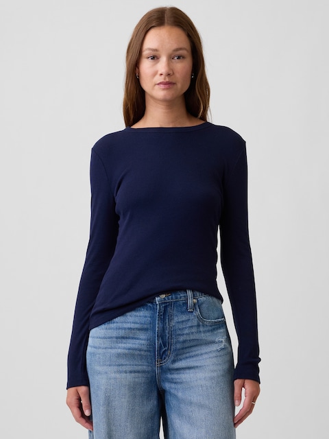 Modern Ribbed Crewneck T-Shirt