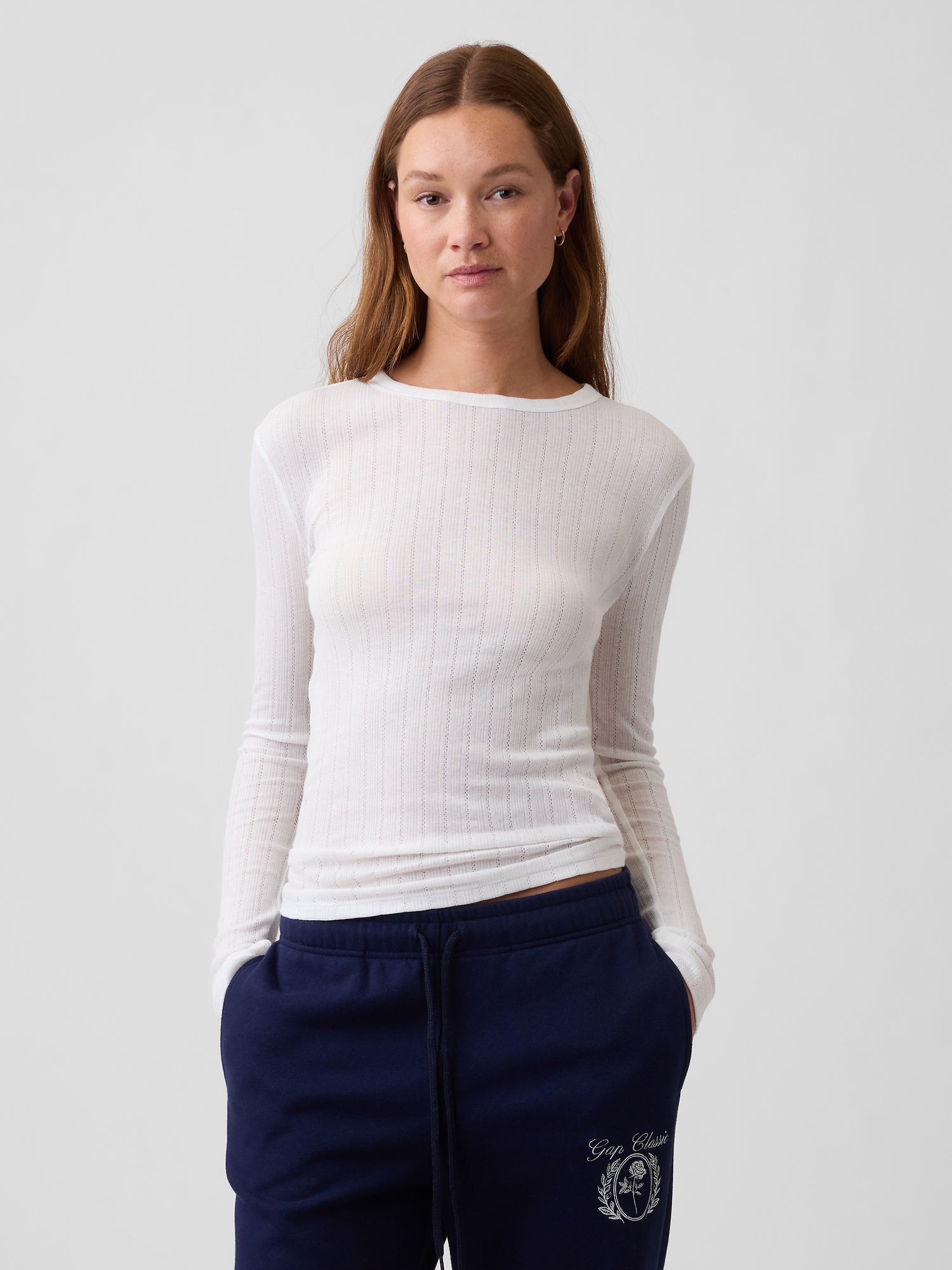 Essential Ribbed Pointelle T-Shirt