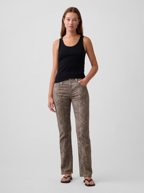Mid Rise Snake Print '90s Slim Straight Jeans