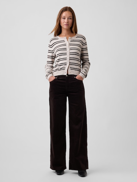 Mid Rise Wide-Leg Corduroy Pants