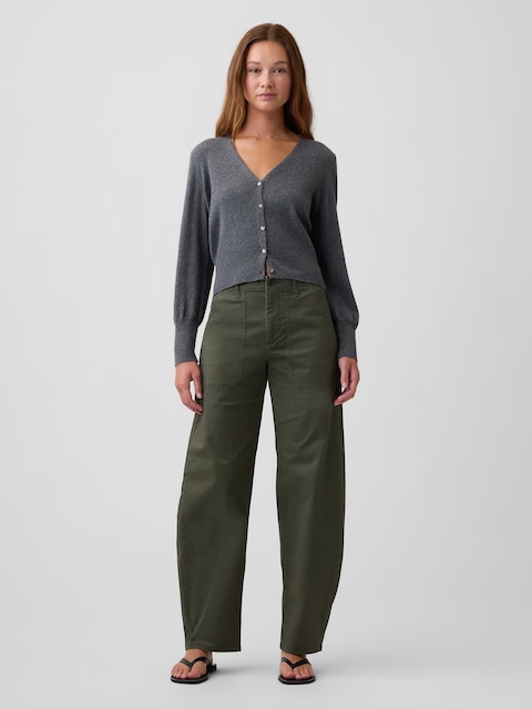 Mid Rise Barrel Khakis