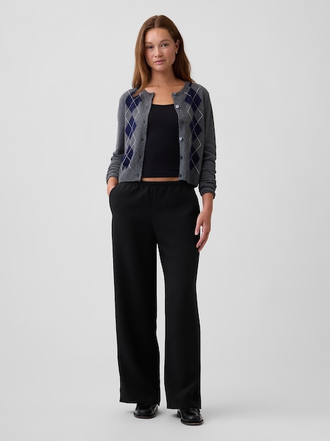 100% Recycled Crepe Pull-On Wide-Leg Pants