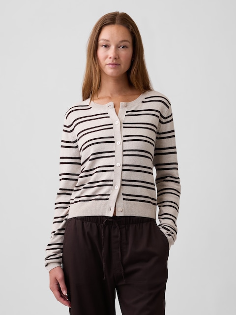 CashSoft Cropped Crewneck Cardigan