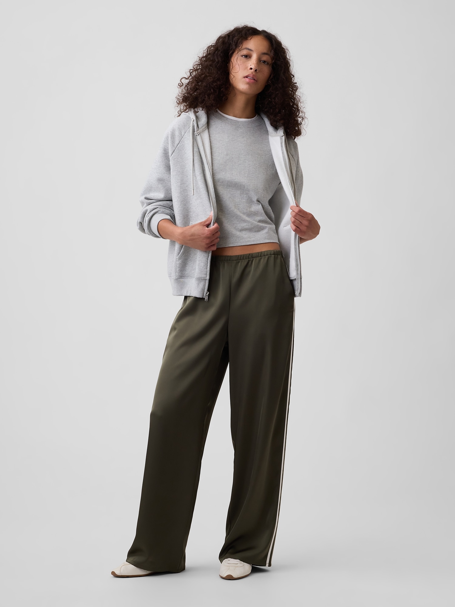 Satin Straight-Leg Pants