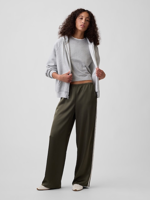 Satin Straight-Leg Pants
