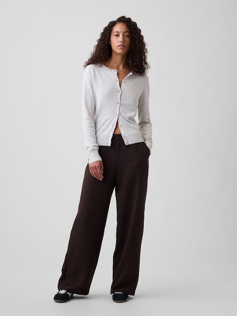 100% Recycled Crepe Pull-On Wide-Leg Pants