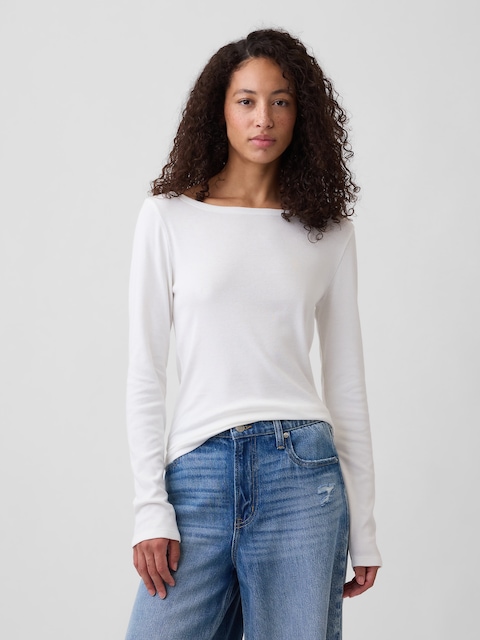 Modern Ribbed Boatneck T-Shirt