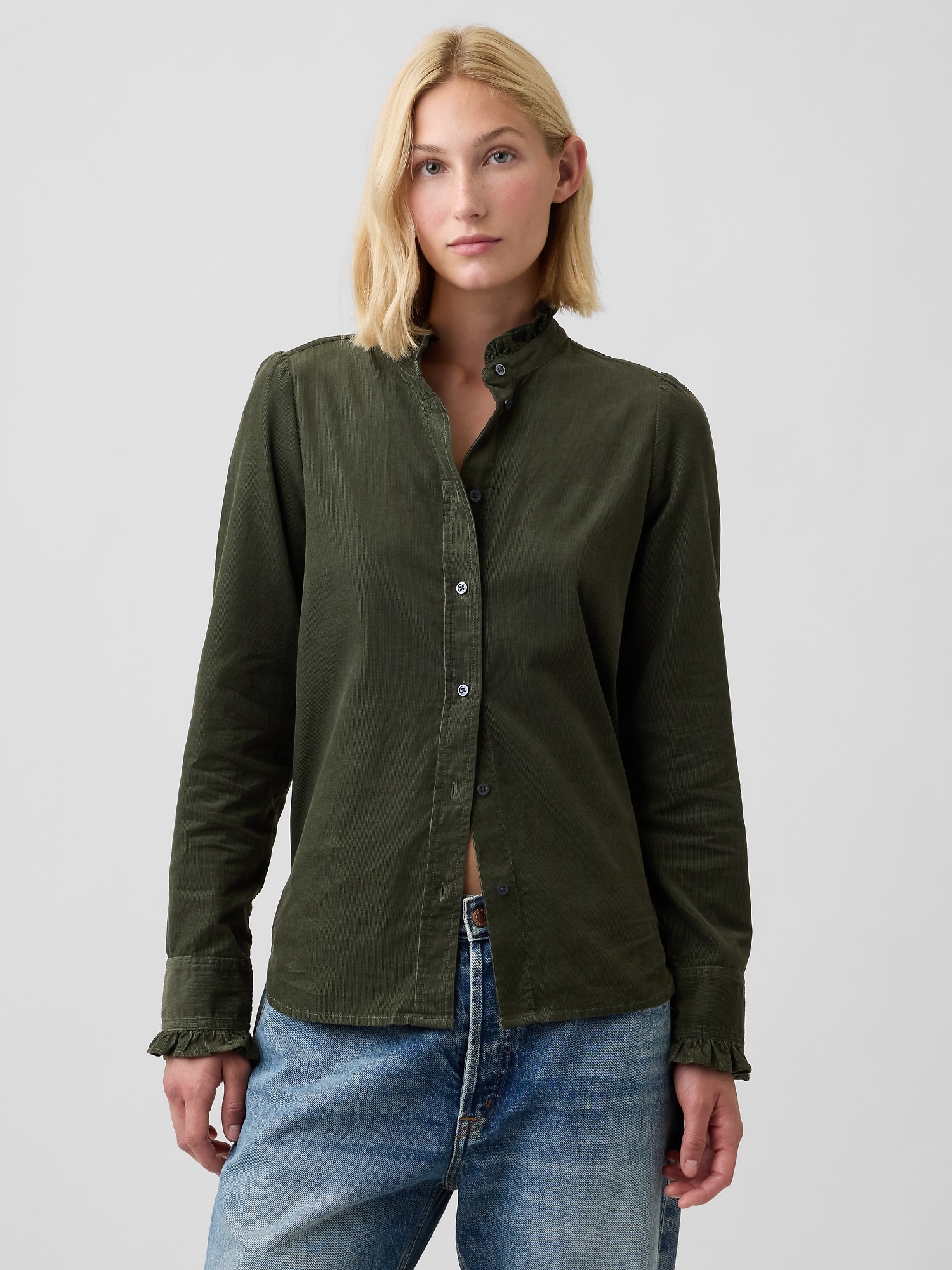 Corduroy Ruffle Shirt