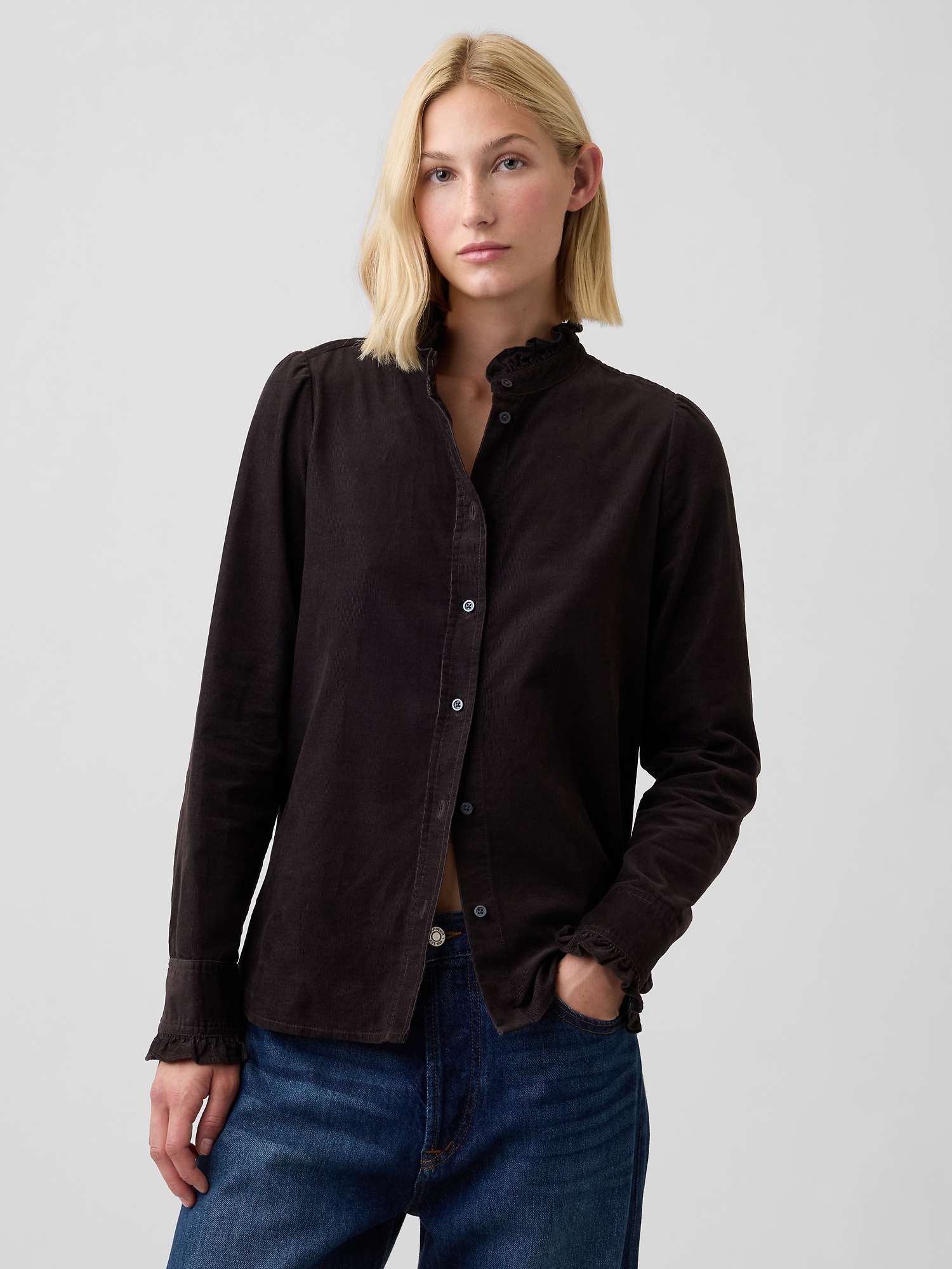 Corduroy Ruffle Shirt