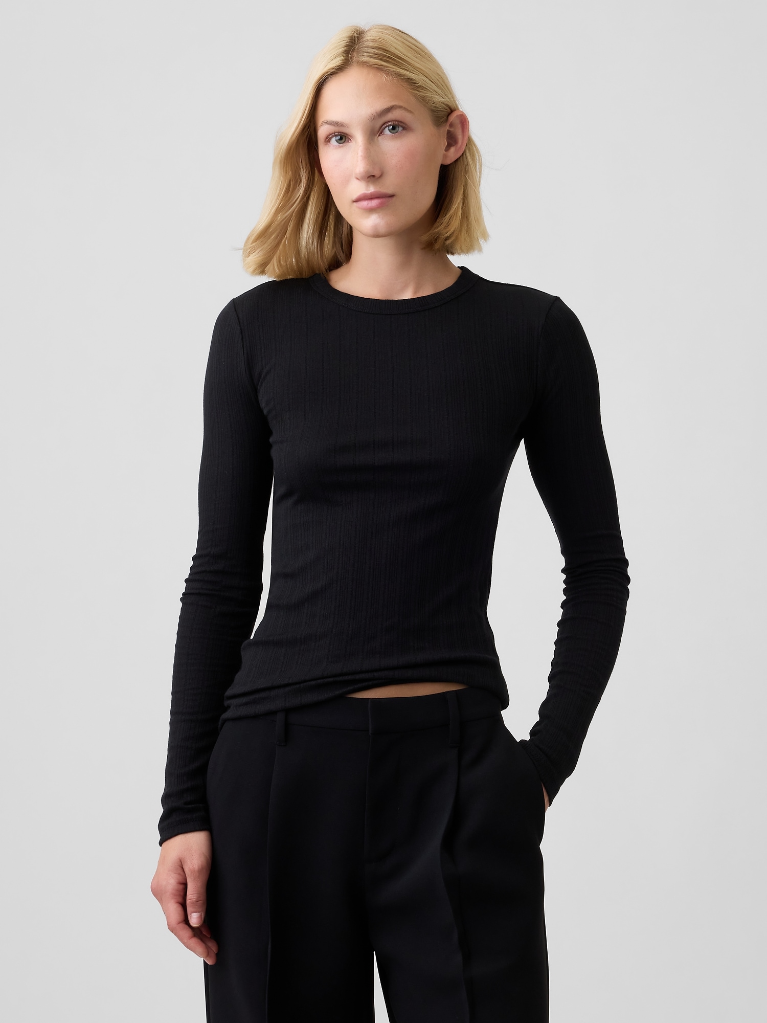 Essential Ribbed Pointelle T-Shirt