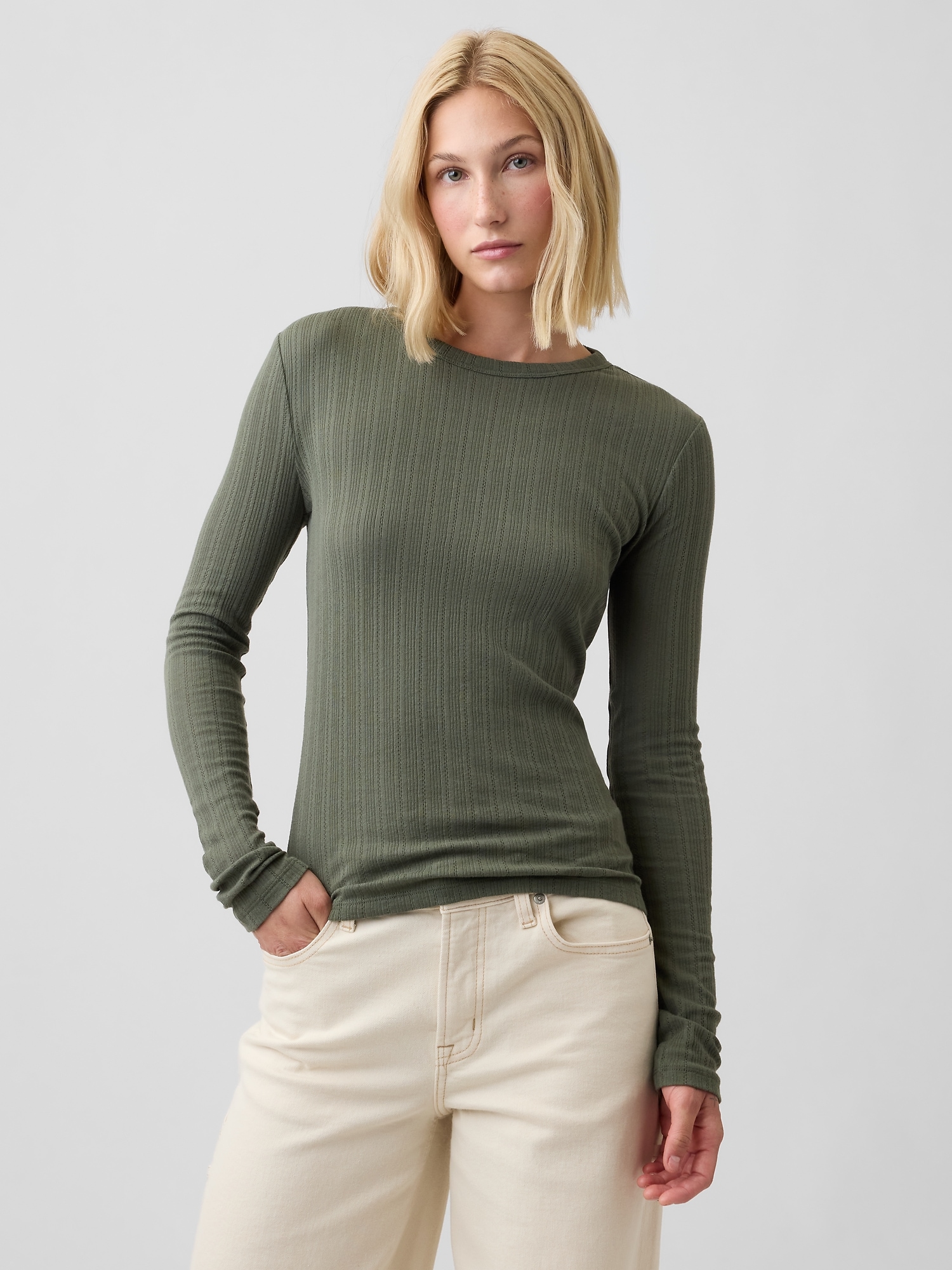 Essential Ribbed Pointelle T-Shirt