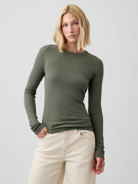 Essential Ribbed Pointelle T-Shirt