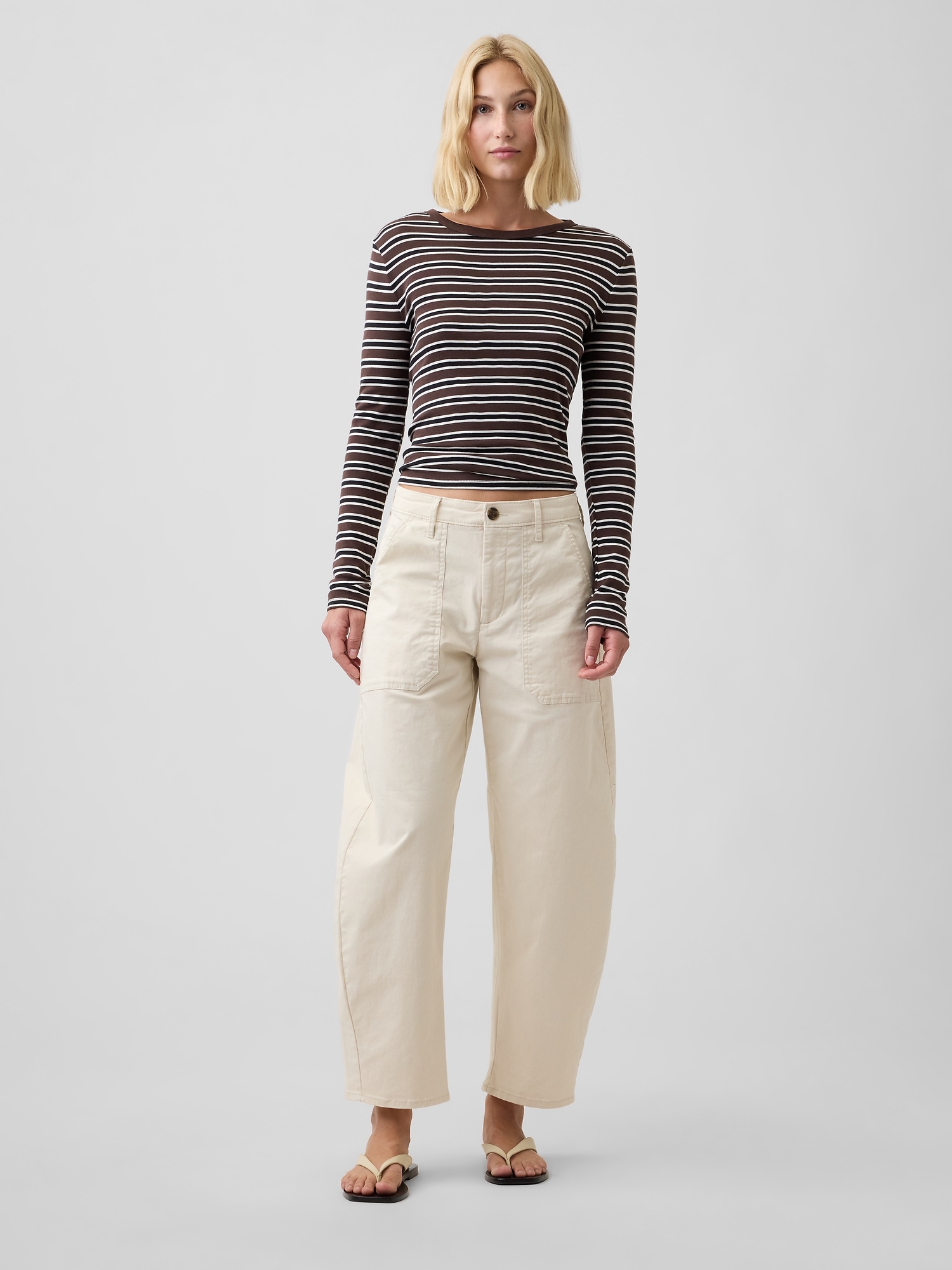Mid Rise Barrel Khakis