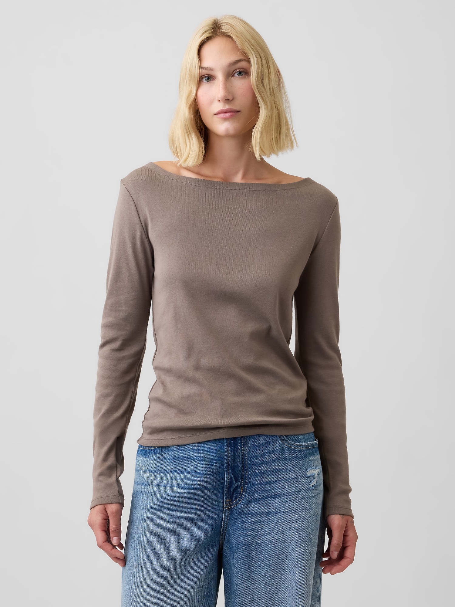 Modern Ribbed Boatneck T-Shirt