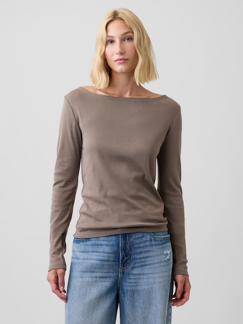 Modern Ribbed Boatneck T-Shirt