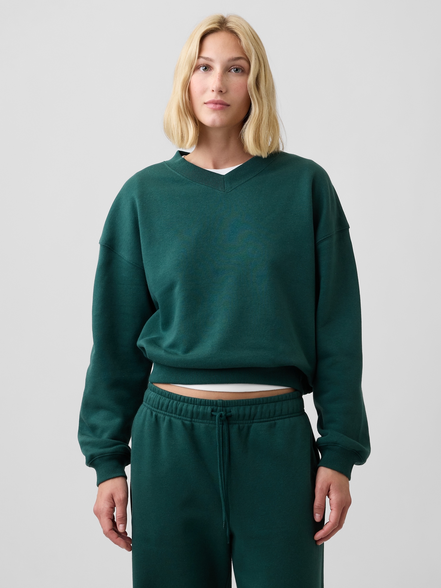 Oversized Wedge V-Neck Sweatshirt