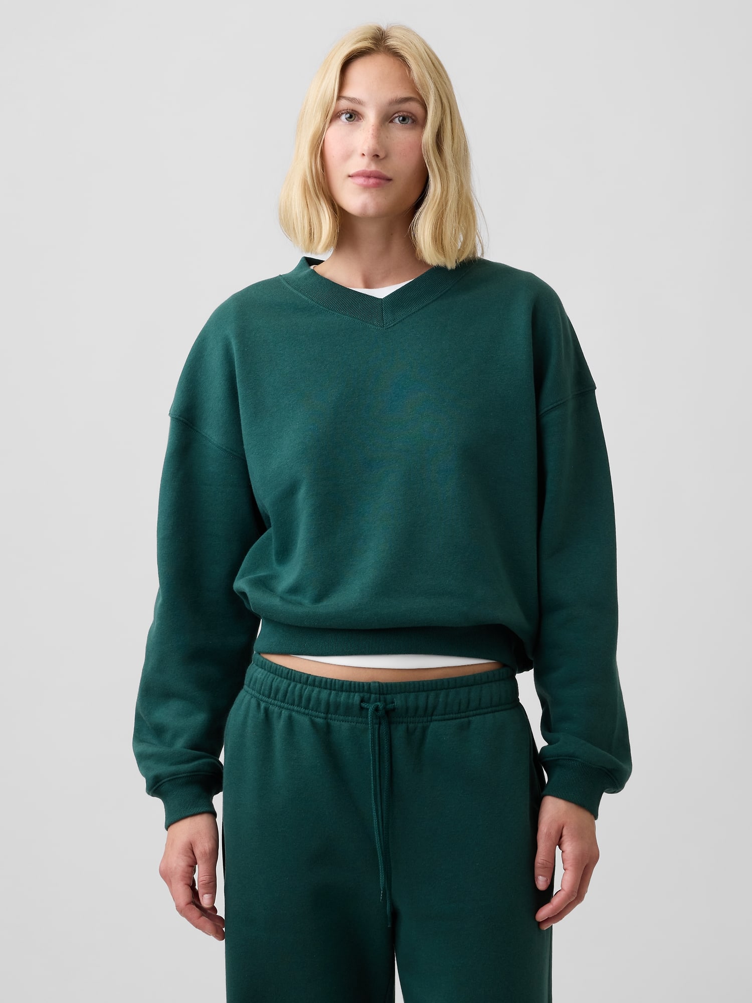 Oversized Wedge V-Neck Sweatshirt