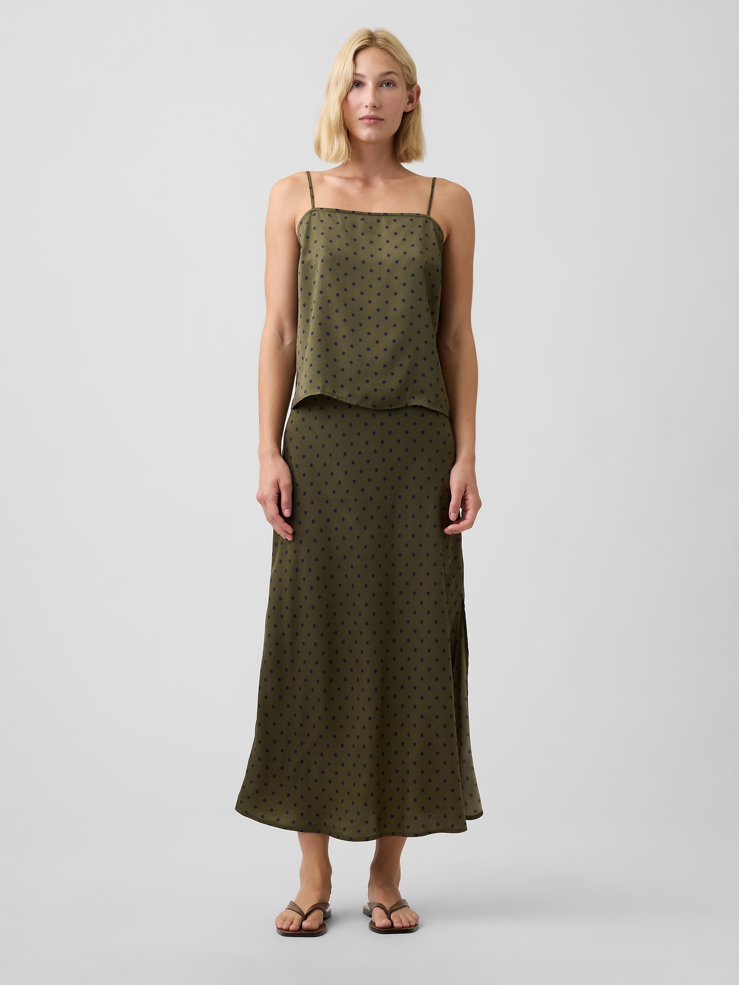 Satin Pull-On Maxi Skirt