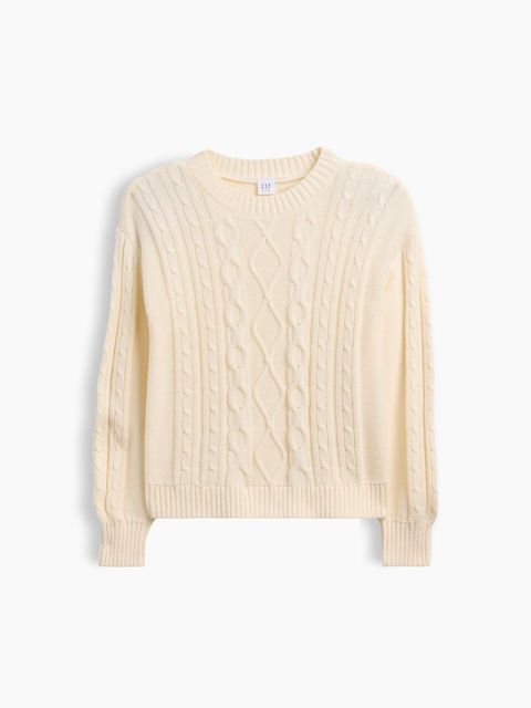 Kids Relaxed Cable-Knit Crewneck Sweater