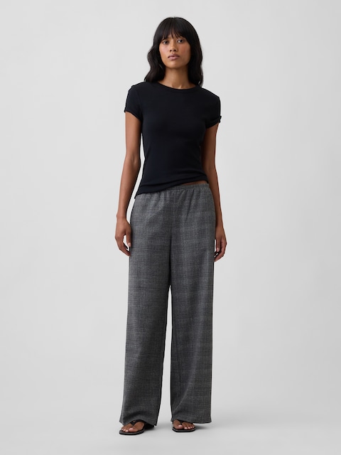 Mid Rise Recycled Pull-On Wide-Leg Pants