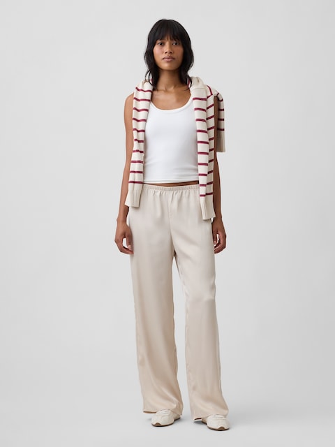 Easy Wide-Leg Satin Pants
