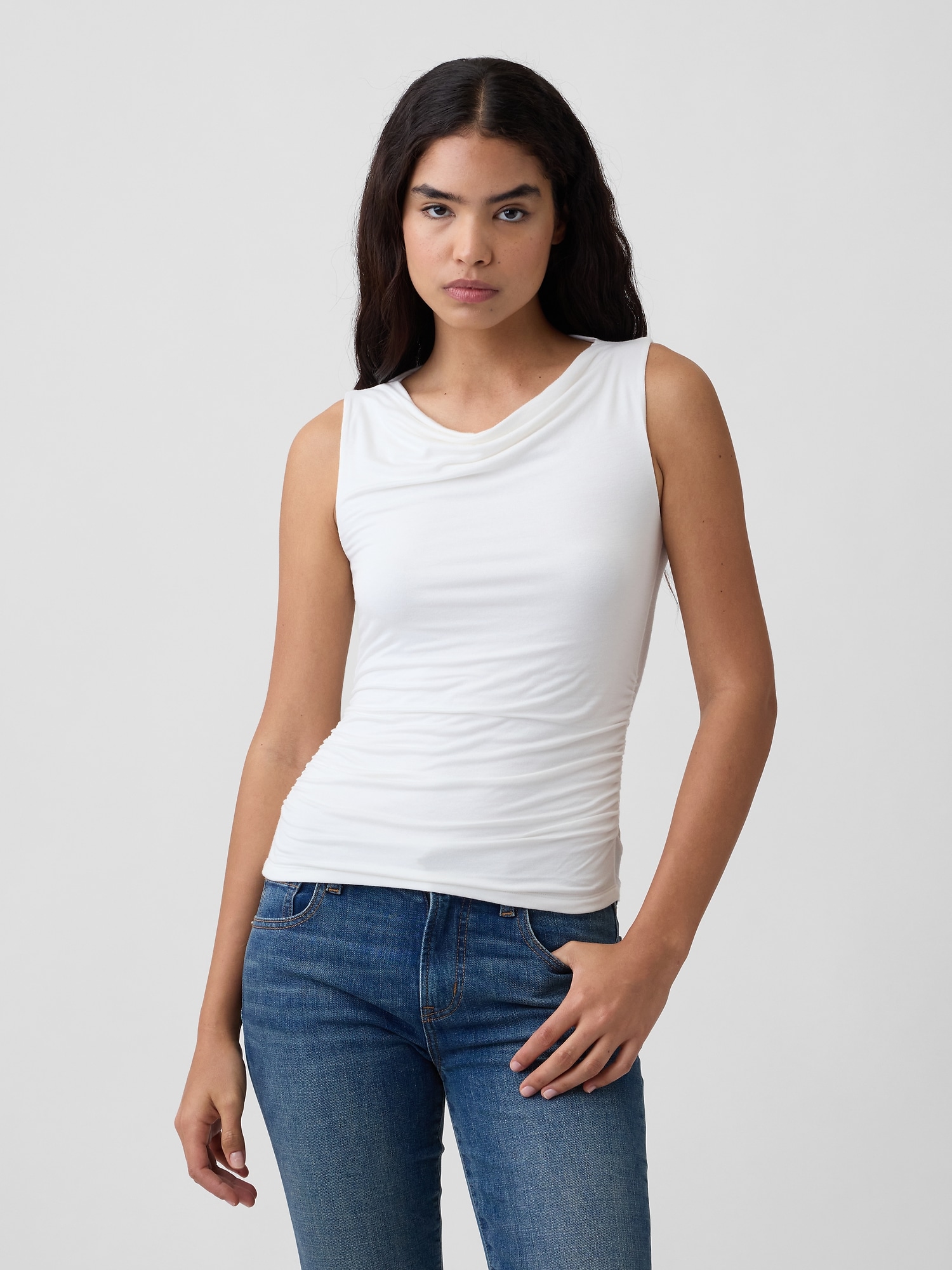 Sleeveless Cowl-Neck Top