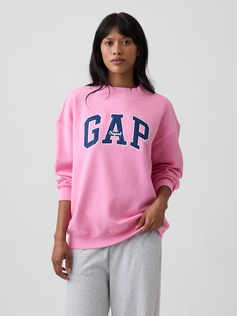 Oversized Gap Logo Mockneck Tunic Sweatshirt