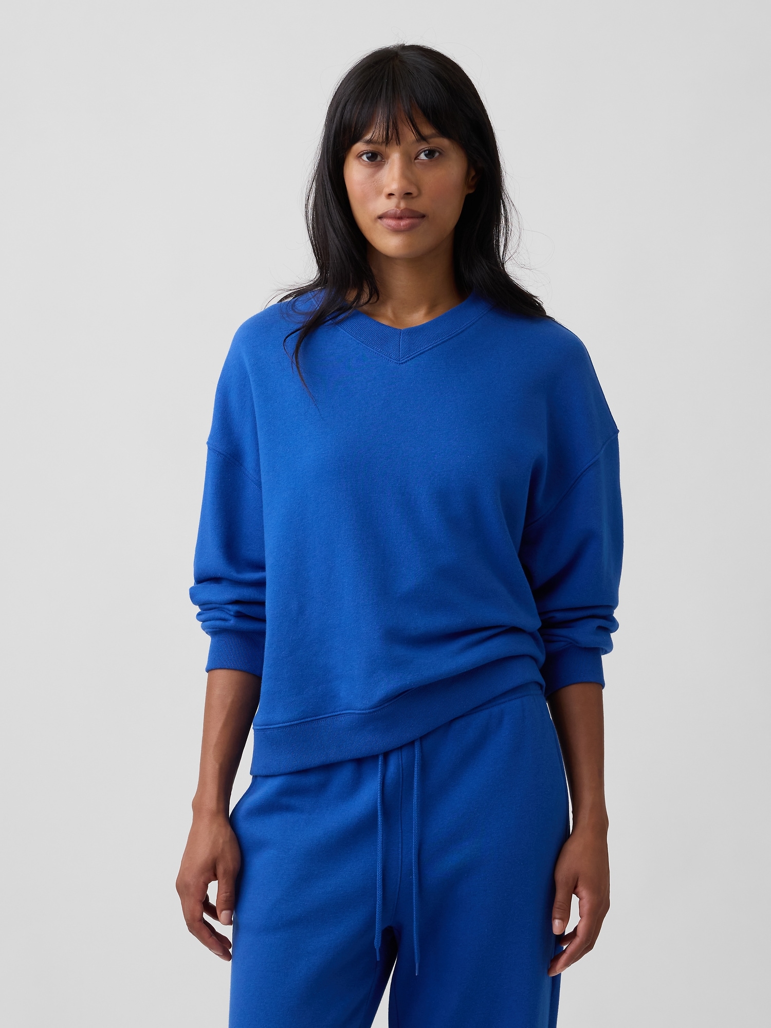 Oversized Wedge V-Neck Sweatshirt