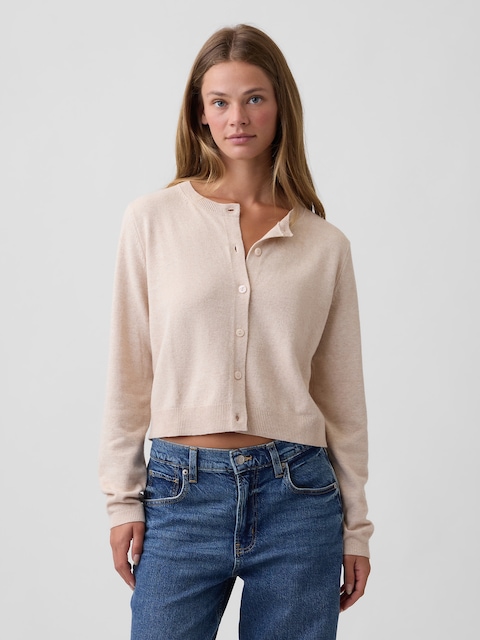CashSoft Cropped Crewneck Cardigan