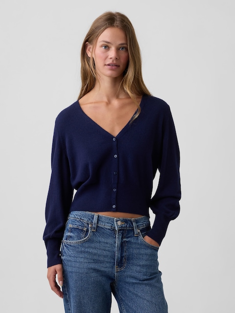 CashSoft Cropped V-Neck Cardigan