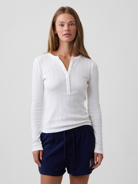 Pointelle Henley T-Shirt