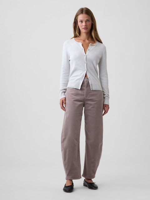 High Rise Barrel Corduroy Pants