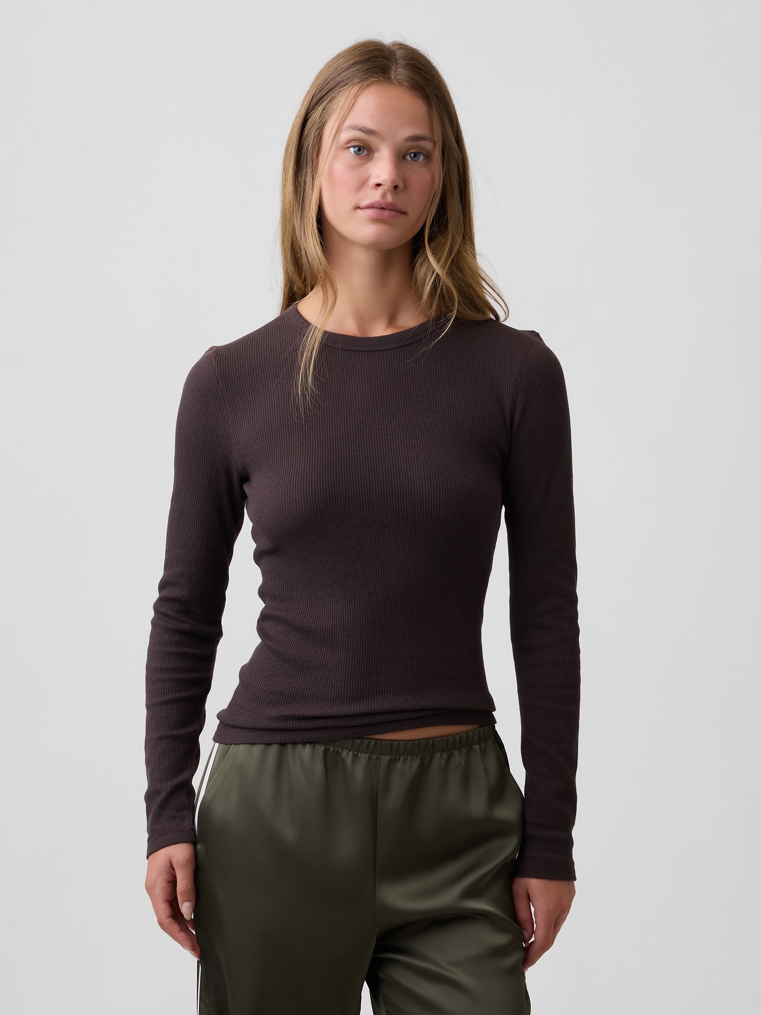 Waffle-Knit Crewneck T-Shirt