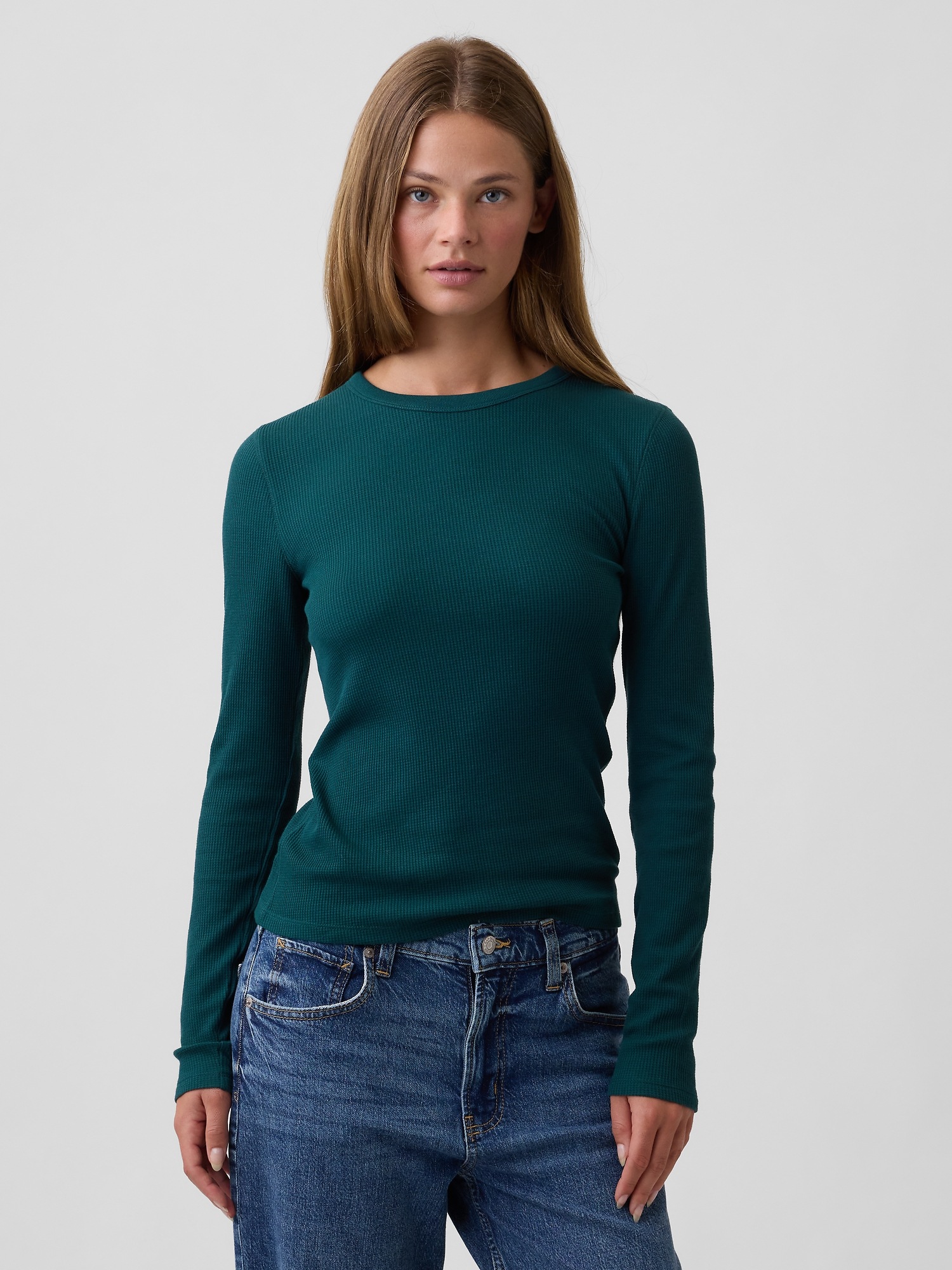 Waffle-Knit Crewneck T-Shirt
