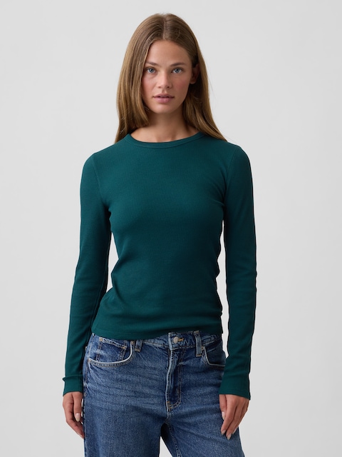 Waffle-Knit Crewneck T-Shirt