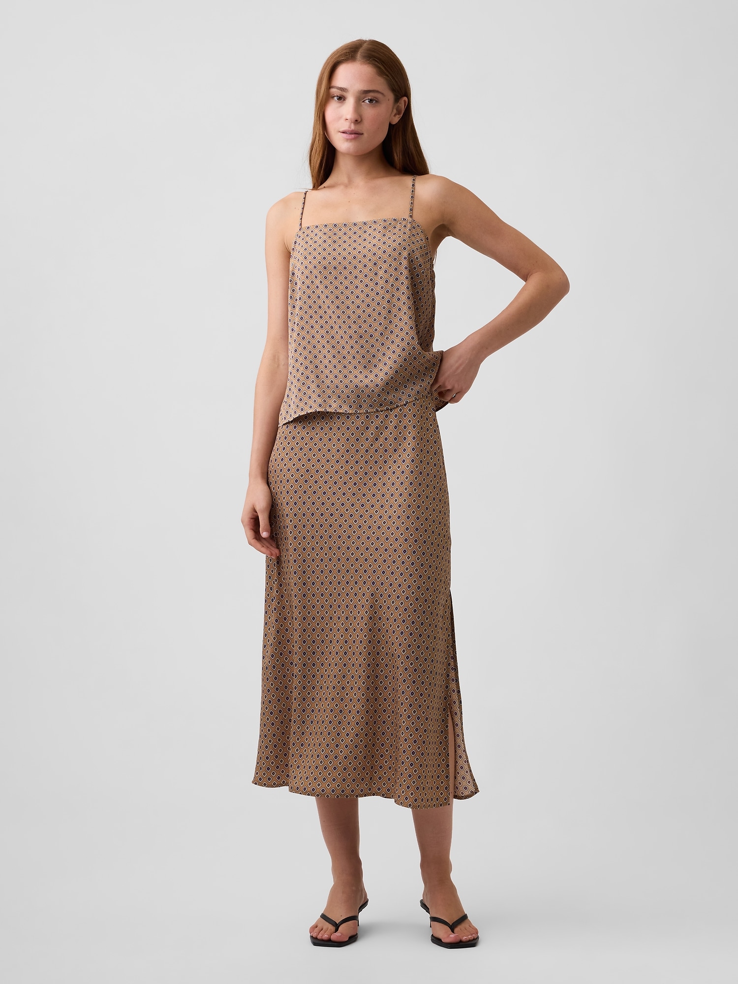 Satin Pull-On Maxi Skirt