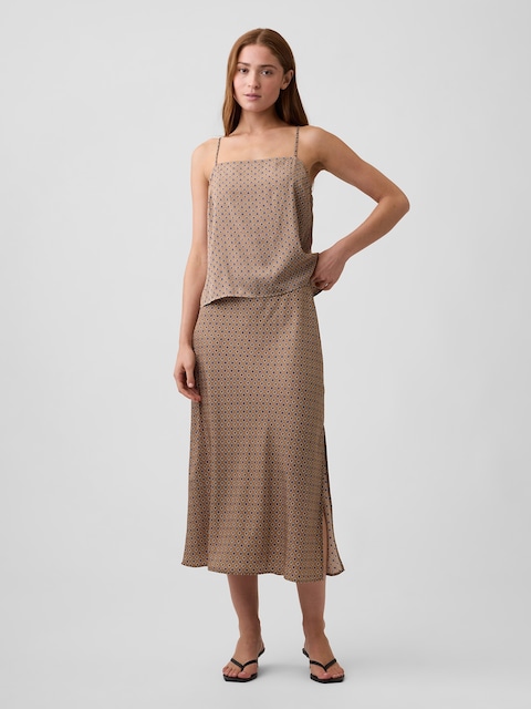 Satin Pull-On Maxi Skirt