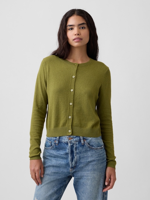 CashSoft Cropped Crewneck Cardigan