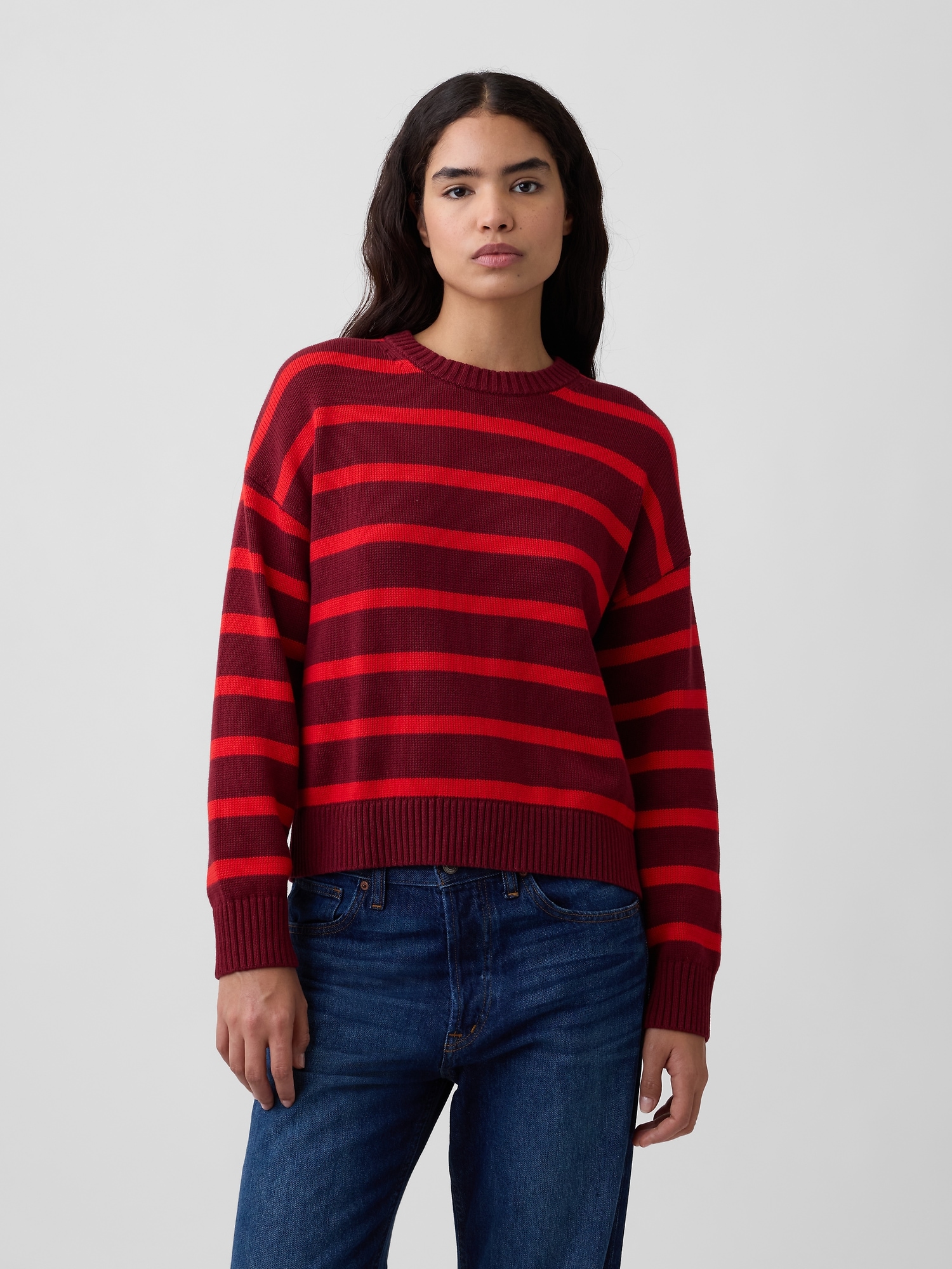 Relaxed Stripe Crewneck Sweater