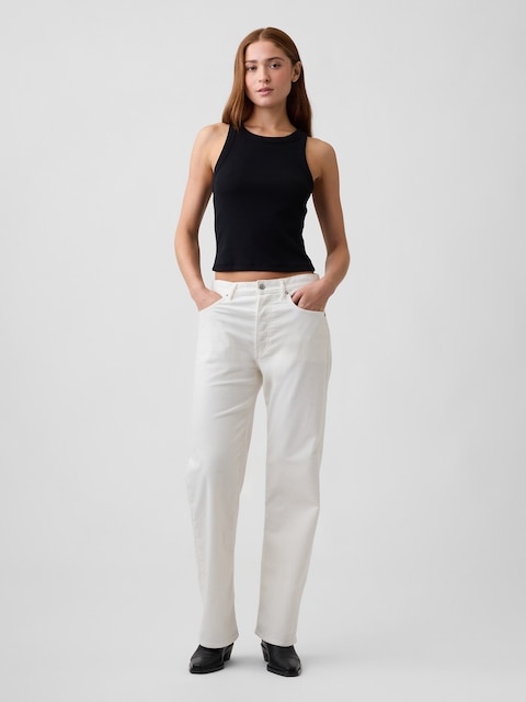 Low Slung Relaxed Straight Corduroy Pants