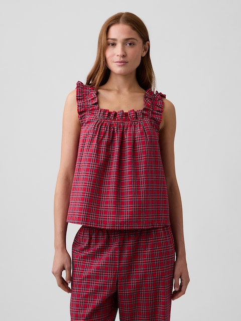 Poplin Ruffle PJ Top