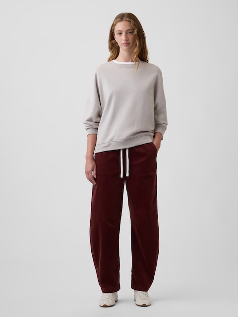 Mid Rise Pull-On Barrel Corduroy Pants
