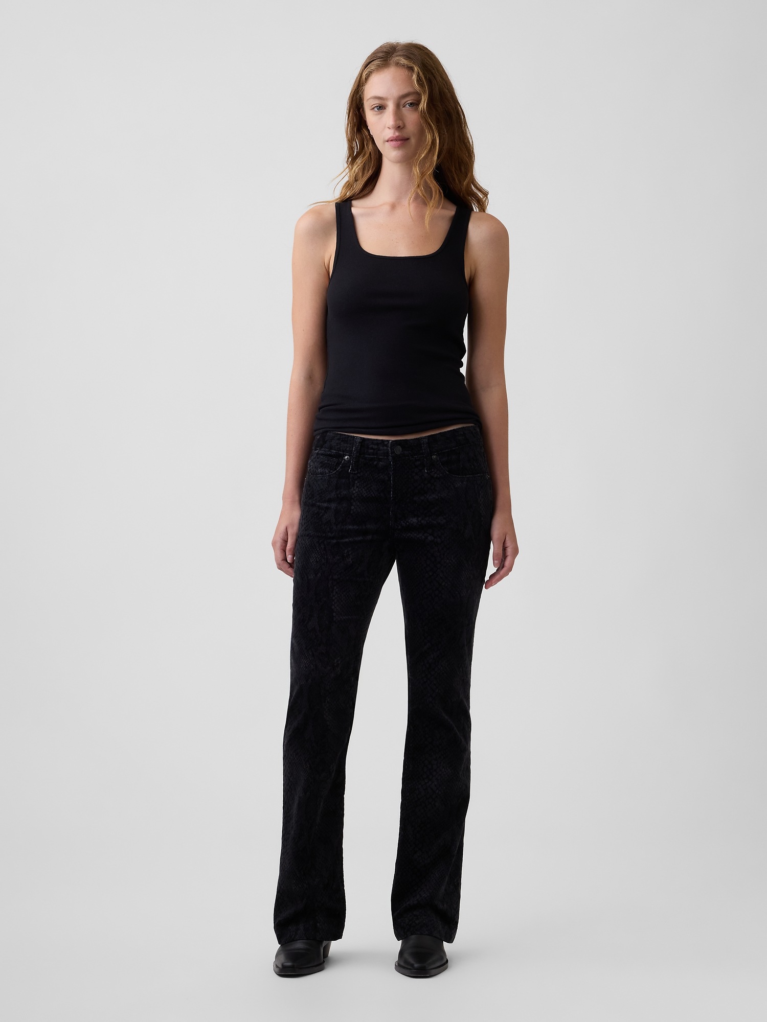 Low Rise Snake Print Long & Lean Corduroy Pants