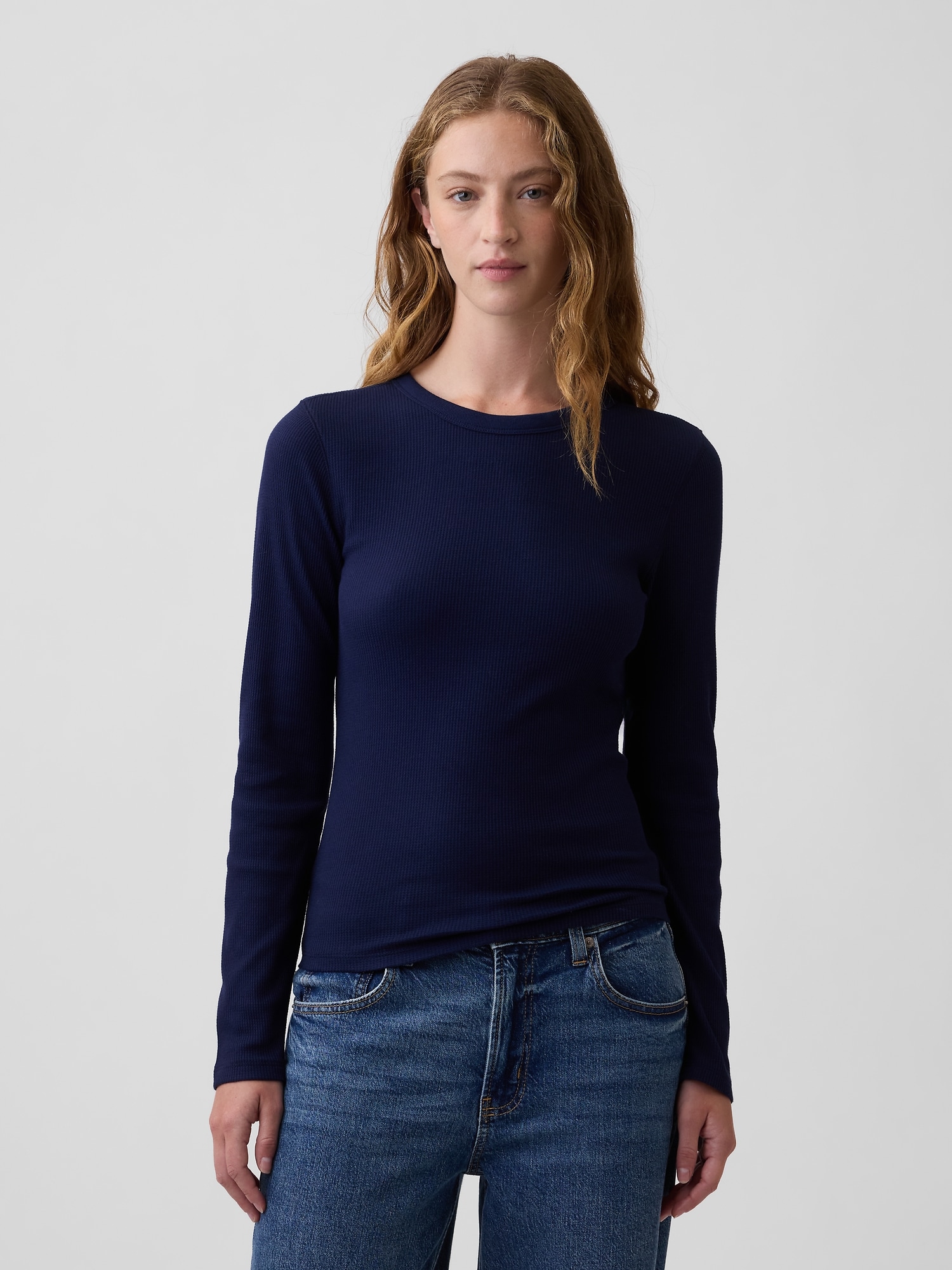 Waffle-Knit Crewneck T-Shirt