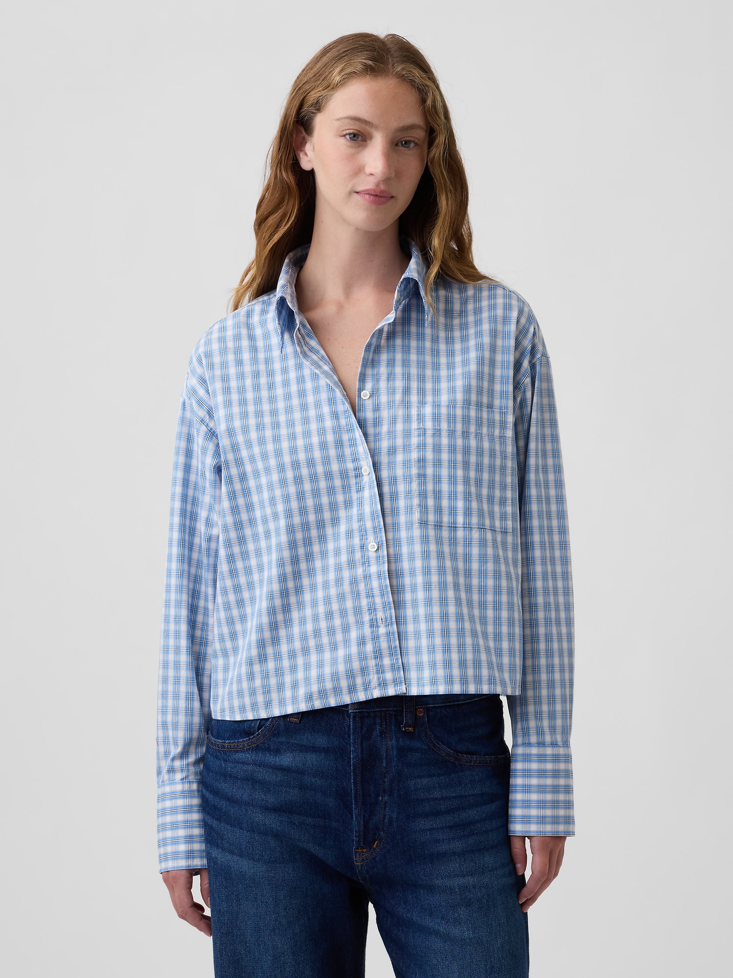 Relaxed Cropped Poplin Shirt